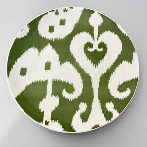 Pottery‎ Barn Graphic Harvest Plate Green & White Ikat Design 8"